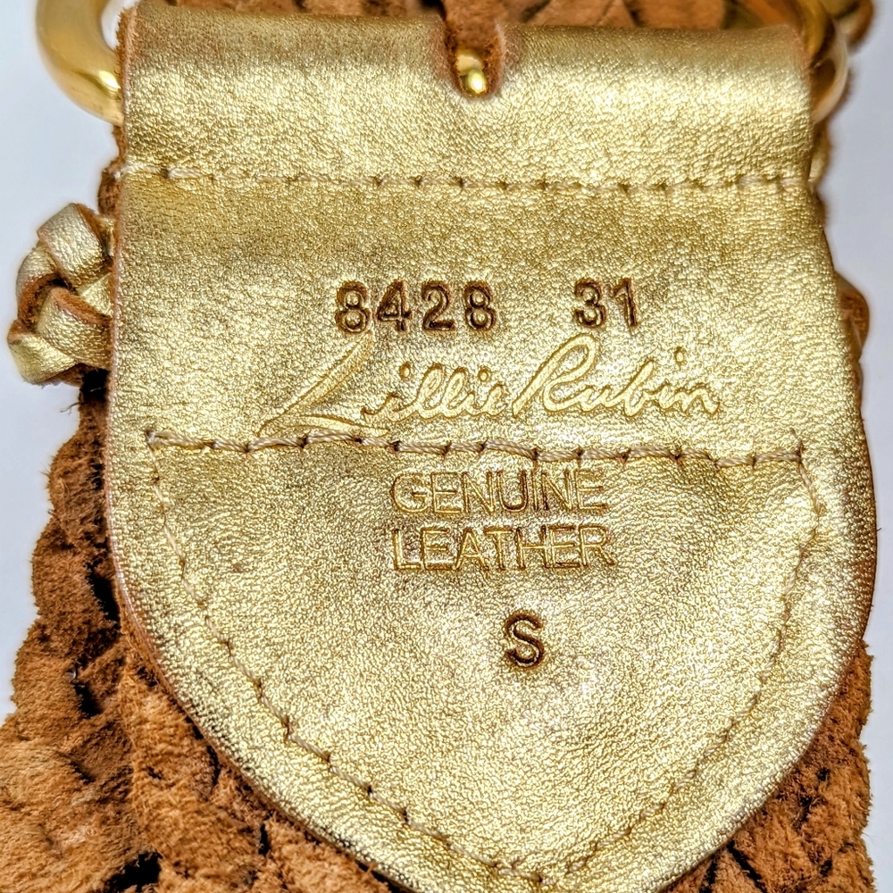 Retro Lillie Rubin Gold Braided Leather Belt